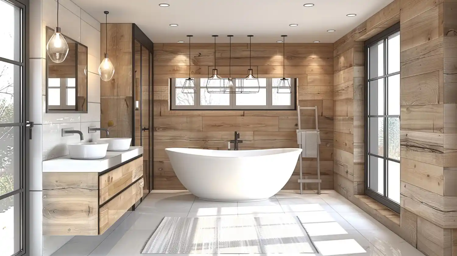 Professional bathroom remodeling team performing renovation and installation work