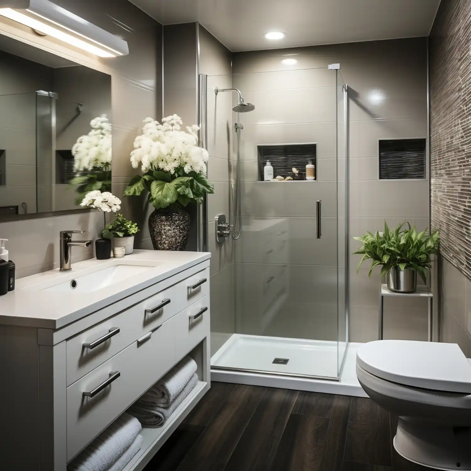 Bathroom remodeling professionals upgrading fixtures and surfaces efficiently